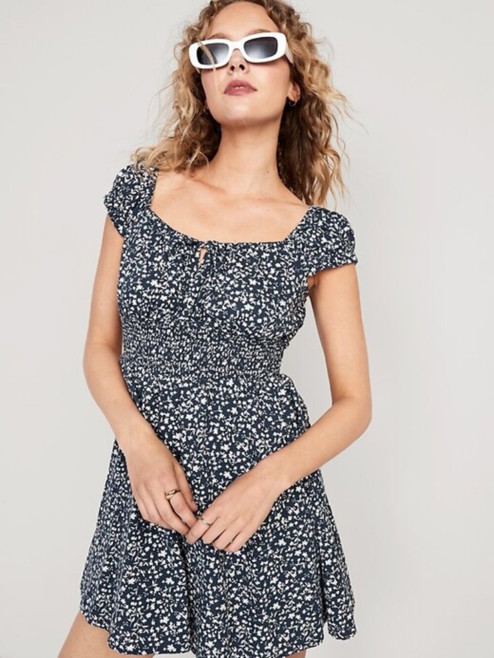 Old Navy Waist-Defined Floral Mini Dress